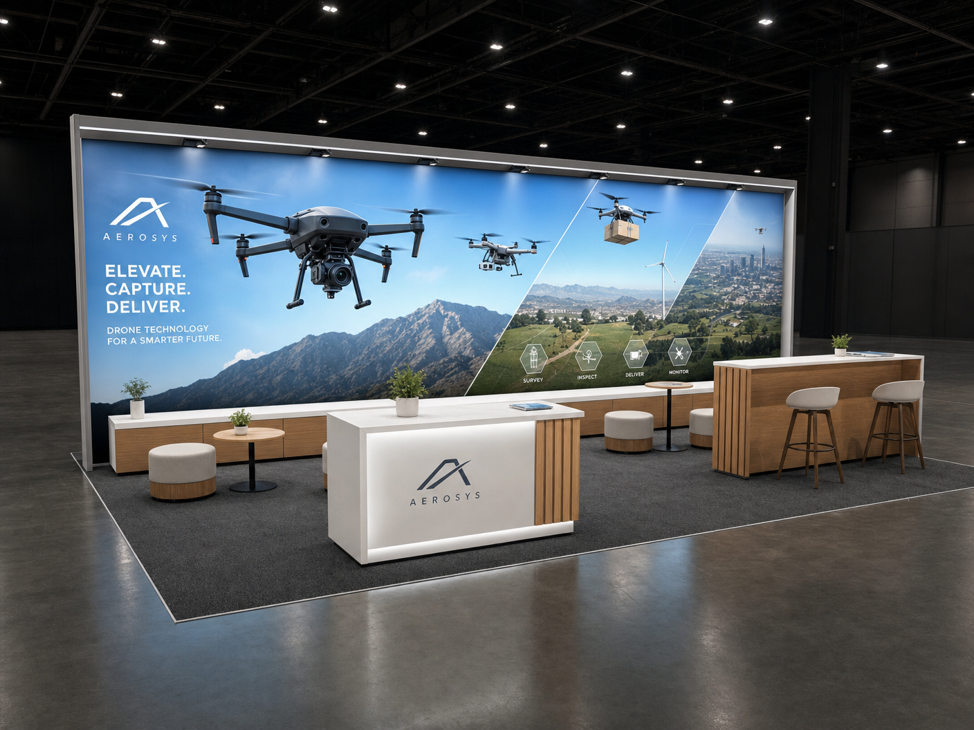 NBAA-BACE 10x30 LED Video Wall Exhibit - Industry Leaders